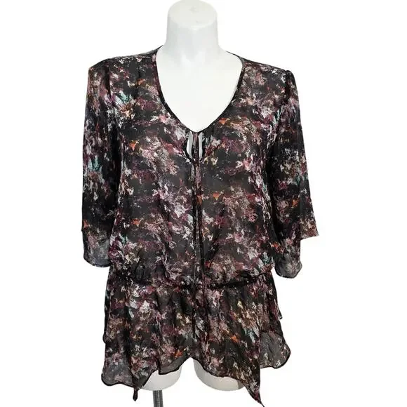 Contemporary style signature Floral print chiffon blouse XL - Picture 1 of 6